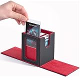 ZLCA MTG Deck Box mit Commander Display, Magnetic Sammelkarten Box für 100+ hüllen Karten, Premium Karten Aufbewahrungsbox mit 2 kartentrenner 1 Toploader Kompatibel mit Trading Cards (Grey&Red)