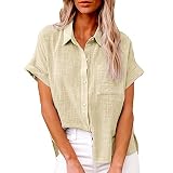 MeiLyviba Damen Bluse Kurzarm Sommershirts Mode Lose Tunika Lose Knöpfe Oberteile Tshirt mit Kragen Kurz Ärmel T Shirt Tops Bunte Blumenmuster Druck V-Ausschnitte Elegant Damenblusen Hemdb