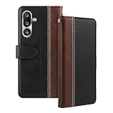 Shantime Leder Flip Hülle Kompatibel mit Samsung Galaxy Jump 4 5G Case Mit Kartenhalter RFID-blockierend Magnetischer Ständer Schlanke Passform Geschäftsschutzhülle(Schwarz)
