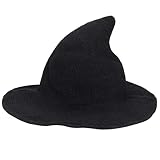 jerbro Damen Hexenhut mit spitzer Krempe Hut Breite Krempe Wolle Strickmütze für Halloween Kostümpartys Karnevalshut Hexenkostüme Party Hüte Kostüm Zubehör Cosplay Mask