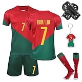 Fußball Trikot Kinder,Fußballtrikots Fussball T-Shirt Shorts Fussball Trikot Kinder Set mit Schienbeinschoner Socken Schlüsselanhänger für Jung