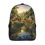 FSHAOETCO Mountain Cabin Rucksäcke Kinder Schulrucksack Schultasche 3D-gedruckte Cartoon Anime Schulranzen Schultaschen Für Jungen Grund- Und Mittelschüler 40x28x16