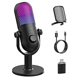 USB Mikrofon PC Gaming RGB: Microphone PC Schwarz - Gaming Zubehör PS4 & PS5 - Gaming Mic mit Stumm & Gain & Echo - Gaming Gadgets Laptop für Windows & Mac - Podcast Mikrofon für YouTube & Streaming