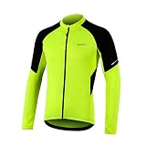 BERGRISAR Herren Radtrikot Fahrradtrikot Langarm Atmungsaktive Leicht Fahrradbekleidung mit 3+1 Reißverschluss Taschen BG012 - Grün - Groß