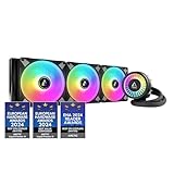 ARCTIC Liquid Freezer III 420 A-RGB - Wasserkühlung PC, AIO CPU Wasserkühler, Intel & AMD, effiziente PWM-gesteuerte Pumpe, Lüfter: 200–1900 RPM, LGA1851 und LGA1700 Contact Frame - Schw