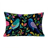 Kopfkissenbezug 50x70, Deko Kissenbezug 50 x 70 cm, Kopfkissenbezug Vogel Beidseitiger Druck Weich Bequem Schweißabsorbierend Atmungsaktiv für Sofa Bett Schlafzimmer Deko Wohnzimmer Blume BZTL-1606