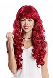 WIG ME UP - 0082-ZA13A Perücke Damen Karneval Halloween lang Locken lockig voluminös Pony rot dunk