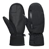 Durio Ski-Fäustlinge für Damen, wasserdichte Skihandschuhe für Damen, Touchscreen, Schneehandschuhe für Winter, Snowboard, Schneemobil, Schwarz, Größe M