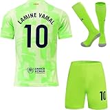 DMDMK Yamal #10 Grün Third Trikot Shorts und Socken Kinder und Jugend Größe (Grün, 28 (10-11 Jahre))