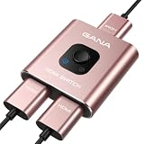 HDMI Splitter HDMI Switch, GANA 4K HDMI Splitter Bidirektionaler 2 In 1 Out oder 1 In 2 Out HDMI Verteiler Manueller HDMI Umschalter unterstützt HD 4K 3D für HD TV/Fire Stick/Xbox/PS3/PS4(Roségold)