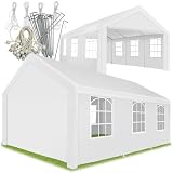 tectake® Pavillon, Partyzelt 4x6 m, 100% wasserdicht, Gartenpavillon mit 4 Seitenwänden, Festzelt mit UV-Schutz, Eventzelt, inkl. Erdnägel und Spannseile, für Festival, Hochzeit, Party - weiß