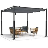 VOUNOT Pergola Pavillon 3x3m wasserdicht stabil Winterfest, Gartenpavillon Metall mit Terrassenüberdachung freistehend, Sonnenschutz für Garten Terrasse & Balkon, G