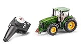 Siku 6881, Ferngesteuerter John Deere 8345R Traktor, 1:32, Inkl. Fernsteuermodul, Metall/Kunststoff, Grün, Batteriebetrieben, Kompatibel mit Anbaug
