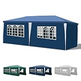 Yakimz Pavillon, Wasserdicht Gartenpavillon, Stabil Winterfest mit 4 Seitenteilen und Fenstern, Garten Partyzelt UV Schutz 50+ für Marktstand, Festival, Flohmarkt und Campen, Grün, 3x6m, B