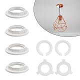 TRUEIN 8St Kunststoff Lampenschirm Ring E14 bis E27, Ringkonverter, E14/E12 Lampenring Reduzierring, Adapterring Weiß für Lampenfassungen, Tischlamp