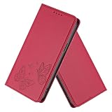 SEHEYA Handyhülle für Samsung Galaxy S6 Klappbare Hülle PU Leder Geprägter Schmetterling Flip Case Magnet Tascher Kartenhalter Standfunktion RFID Blockierung Schutzhülle, R