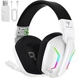 WESEARY WG1 Bluetooth Headset, 2,4G Wireless Gaming Headset mit Mikrofon für PS5, PS4, PC, Switch, Mac, Faltbarer Surround Sound Noise Cancelling Kopfhörer mit LED Licht, Über 50 Stunden Akk