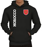 Marokko Fußball WM Fanshirt Gruppen Herren Hoodie Männer Kapuzenpullover Fan Trikot Morocco, Größe: L,Schw