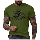 Bienenfest Herren Tshirt 3D Biene Drucken T-Shirt Sommer Rundhals Kurzarm Shirt Imker Lustig T Shirt Outdoor Oberteil Regular Fit Bee Muster Streetshirt Oversize Tee Shirt Männer Geschenk