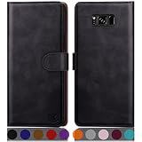 SUANPOT [RFID Schutz für Samsung Galaxy S8 Hülle PU Leder Handyhülle Lederhülle Klapphülle Kartenfach Flip Cover für Samsung S8 Handy hülle Leather Wallet Phone Case Schw