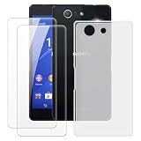 OAGELIM Schutzhülle für Sony Xperia Z3 Compact (11,7 cm / 4,6 Zoll), 2 Displayschutzfolien, gehärtetes Glas, stoßfest, weiches Silikon, TPU, Weiß