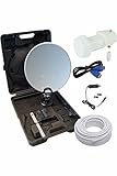 GSS Camping 35 cm Satellitenschüssel Komplettset mit Single LNB im Koffer, Sat Anlage Komplett Antenne, Wohnwagen, Wohnmobil, Camping TV, Mini Anlage, Satellitenschüssel k