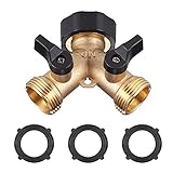 Zocipro 2 Wege Verteiler Wasser 3/4 Zoll, Y Wasseranschluss Verteiler Anschluss von 2 Geräten mit separatem Schalter für den Einsatz auf Waschmaschine, Küche, Garten, Rasen W