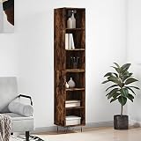 Highboard Räuchereiche 34,5x32,5x180 cm Holzwerkstoff,Hängendes Highboard mit viel Stauraum und Metallfüßen für Elegantes Wohnen Diele & Flur Möb