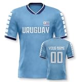 Yolovi Uruguay Personalisiertes Fussball Trikot 3D Druck Football Shirt mit Ihrem Namen und Nummer Hip Hop Football Jersey für Herren Damen Kinder, Small-6X-Larg