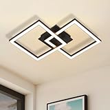 Homefire Deckenlampe LED Deckenleuchte Küche: 24W Küchenlampe Schwarz Wohnzimmerlampe Modern Design Flurlampe Warmweiß Flur Schlafzimmerlampe Eckig Deckenbeleuchtung für Wohnzimmer S