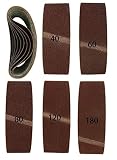 Goodway Gewebe-Schleifbänder 75 x 533 mm │ 25 Stück Schleifpapier Schleifband Set │ je 5 x Korn 40/60/80/120/180 │ für Bandschleifer Schleifmaschine│