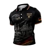 Deutschland Trikot Poloshirt 2026 Herren Damen – DFB Auswärts Style WM 2026 Piqué Polo mit Flaggenprint Knopfleiste, Fan Shirt Casual Alltag Office Street Festival Public Viewing