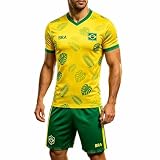Generisch 2026 WM Fußball Fan-Outfit und Shorts der brasilianischen Nationalmannschaft für Kinder und Erwachsene – Fußballbekleidung (Yellow, XL)