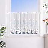 HeichkelL Scheibengardine Voile Kurzstore Hohl Stickerei Vorhang Durchstangenzug Gardine Küche Tür Korridor Gardine Creme 1 Stück HöhexBreite 60x150