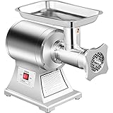 VEVOR Elektrischer Fleischwolf 1100 W, Hackfleisch Maschine 250 kg pro Stunde, Elektrische 448 x 210 x 387 mm, Edelstahl Wurstmaschine 193 U/min, für Restaurant, Supermarkt, Metzg