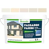 derendo Silikonharz Fassadenfarbe beige mit ULTRA Wetterschutz, 2,5l, Abperleffekt wie beim Lotus Blatt, inkl. Schutz vor Verunreinigungen durch die hochwertige Silikonharz-Beschichtung (Cremebeige)