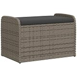 Outdoor Aufbewahrungsbank mit Kissen, Terrasse Rattan Deck Box Aufbewahrungsbox für Gartenmöbel Kissen Werkzeug