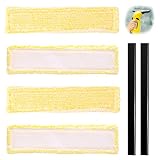 4 Stück Fensterreinigung Mop Bezug Set, Ersatz Mikrofaser Wischbezug, Hoch Saugfähig Fenster Ersatz Mop Pads, Gummi Ersatz Lippe mit 2 Gummilippe Abzieher, Fenstersauger Zubehör Pads für WV2 WV5 WV6