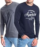 JACK & JONES Herren Langarmshirt aus Baumwolle – Longsleeve Männer – T-Shirt mit Langen Ärmeln aus Baumwolle (LS Doppelmix 13 - XL)(Doppelmix Nala L/S Navy/Nala L/S Slate - XL)