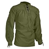 Herren-Oberteil, Ärmel, Vintage-Shirt, lässig, lockeres T-Shirt, armee-grün, S