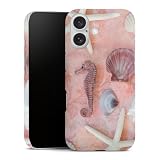 DeinDesign Premium Case kompatibel mit Apple iPhone 16 Smartphone Handyhülle Schutzhülle matt Strand Seepferdchen M