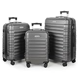 MoFut Kofferset 3 Teilig Hartschale, Handgepäck Koffer, Hartschalenkoffer Trolley Rollkoffer Suitcase, Reisekoffer mit Rollen, Hartschalen Koffer mit Passwortsperre, Koffer mit Teleskopg