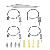 4 Stück Einstellbare Seilabhängung Lampenaufhängung Einbauset Stahl Verschleißfest Stahlseil mit Ösen Drahtseilhalter Universal Abhängeset für Lampen, Aufhänger, Werbeleuchtkästen Befestigung