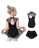 Gogokids 2er Pack Ballett-Trikots für Mädchen, Kleinkind Kurzarm Gymnastikanzug mit Abnehmbarem Chiffonrock, Kinder Ballett Tanzkleidungsset für 8-9 J