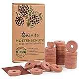 iQVita Natürlicher Mottenschutz aus Zedernholz – 30 Mottenringe – 100% Naturprodukt – Hervorragende Mottenabwehr für Kleiderschrank – Bio – Mottenfalle - C