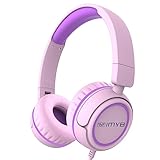 IMYB Kinder kopfhörer, Kopfhörer für Kinder mit Kabel, faltbar, Stereo Sound, 3,5 mm Jack, Sichere Lautstärke, Over Ear Kinderkopfhörer für Schule, Junge, Mädchen, Tablet, PC, R