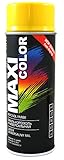Maxi Color NEW QUALITY Sprühlack Lackspray Glanz 400ml Universelle spray Nitro-zellulose Farbe Sprühlack schnell trocknender Sprühfarbe (RAL 1021 Rapsgelb glänzend)