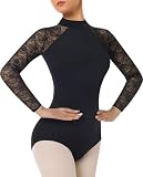 Mulnall Damen Ballett-Stehkragen Mit Hohem Ausschnitt Spitze Rückenfrei Ballett Adult Gymnastikanzug Damen Ballettkleidung(7029-06-S)
