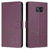 Handyhülle für Samsung Galaxy S7 Edge Hülle Lächeln Muster Lederhülle Flip Handyhülle für Samsung S7 Edge mit Kartenfach Wallet Stoßfest Case Kompatibel mit Samsung Galaxy S7 Edge Cover (6)