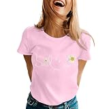 Oversized Tshirt Damen Baumwolle, Bluse Damen Elegant,Grafisches T-Shirt Baumwolle für den mit Kurzarm modischem Design Hemdbluse Tee Top B